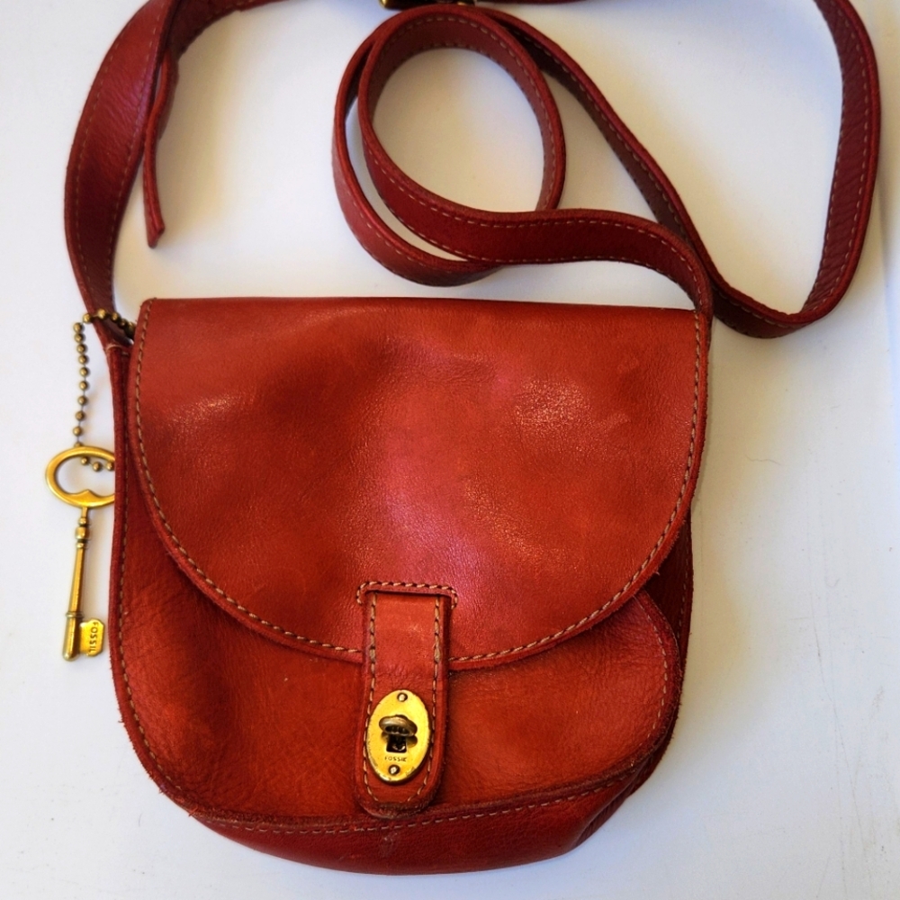 Red Fossil Crossbody